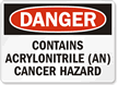Danger: Contains Acrylonitrile (An) Cancer Hazard