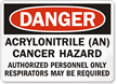 Danger: Acrylonitrile (An) Cancer Hazard Sign