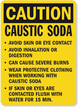 Caution Caustic Soda Avoid Contact Sign