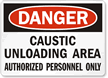 Danger Caustic Unloading Area Sign