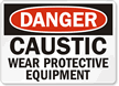 Danger Caustic Protective Equipment Sign