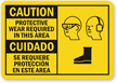 Caution Protective Wear Required Sign