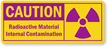 Caution: Radioactive Material Internal Contamination Sign