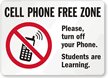 Cell Phone Free Zone Sign