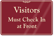 Check In At Front Showcase Wall Sign
