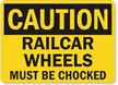 Caution Railcar Wheels Chocked Sign