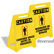 Caution Confined Space Reversible Fold-Ups Floor Sign