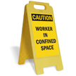Caution Worker in Confined Space Fold-Ups® Floor Sign