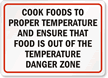 Cook Foods To Proper Temperature Sign