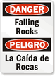 Falling Rocks Bilingual Sign