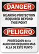 Danger Hearing Protection Bilingual Sign