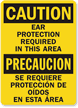 Caution Ear Protection Required Bilingual Sign