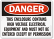Danger High Voltage Electrical Equipment Sign