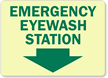 Emergency Eyewash Station Sign (Arrow Down)