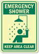 Emergency Shower Keep Area Clear (graphic) Sign