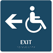 Exit, Left Arrow Engraved With Accessible Pictogram Sign