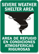 Severe Weather Shelter Area Bilingual Sign