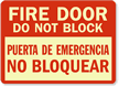 Fire Door Do Not Block Sign