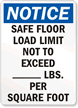 Notice Safe Floor Load Limit Sign