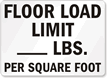 Floor Load Limit Square Foot Sign