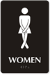 Cross legged Women's Bathroom Humor Sign