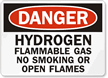 Danger Hydrogen Flammable Smoking Flames Sign