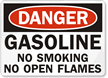 Danger Gasoline No Smoking Flames Sign