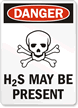 Danger H2S Present Sign