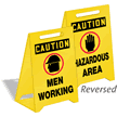 Caution Men Working & Hazardous Area Floor Sign