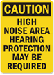Caution: Noise Area Hearing Protection Required Sign