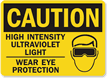 Caution High Intensity Ultraviolet Light Sign