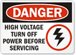 Danger High Voltage Turn Off Power Sign