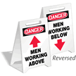 Danger Men Working W/Arrow Reversible Fold-Ups Floor Sign