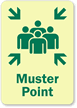 Muster Point Glow-in-the-Dark Emergency Exit Sign
