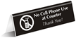 No Cell Phone Use At Counter Engraved Sign