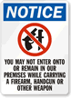 No Firearm, Handgun & Weapon In Premises Sign