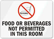 Food or Beverages Not Permitted Sign