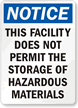 No Hazardous Materials Storage Sign