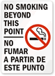 No Smoking Beyond This Point Bilingual Sign