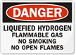 Danger Liquefied Hydrogen Flammable Gas Sign