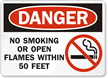 Danger No Smoking Or Open Flames Sign