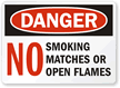 No Smoking Matches Or Open Flame Sign