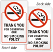 Thank You for Observing No Smoking Sign