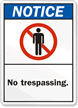 Notice Sign (ANSI): No Trespassing (with graphic)