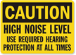 Caution Noise Level Hearing Protection Sign