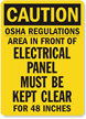 Caution Electrical Panel Clear OSHA Sign