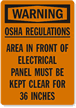 Warning Electrical Panel Clear OSHA Sign