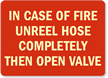 In Case Of Fire Unreel Hose Sign