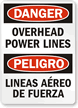 Overhead Power Lines Bilingual Sign