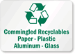 Recyclables Paper, Plastic Aluminum and Glass Sign